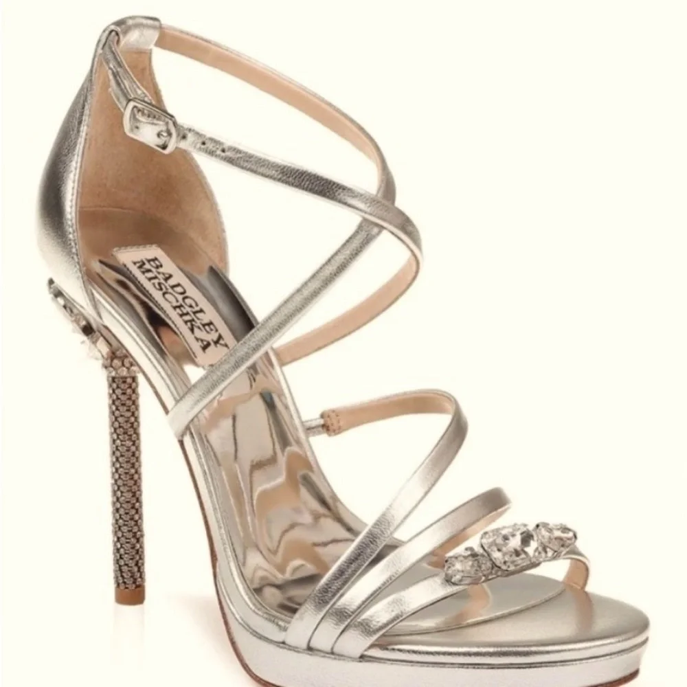 Badgley Mischka Sheri Platform Sandal Crystal Heels Size 8